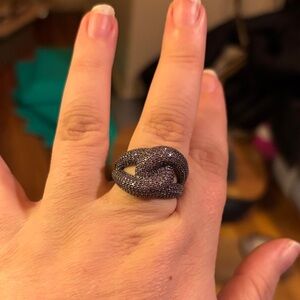 Sirens: amethyst on hematite knot ring